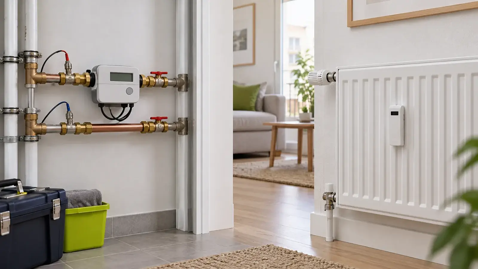 Comparación entre contador individual de energía y repartidor de costes instalado en un radiador