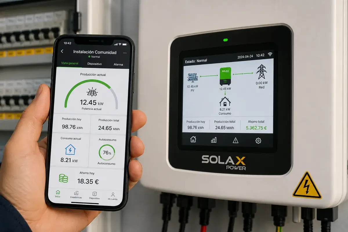 Monitorización de instalación solar fotovoltaica en comunidad de propietarios con app SolaX Power